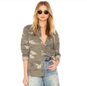 Rails Marcel Sage Camo Snap Front Button Long Sleeve with Stars Shirt Jacket(S)